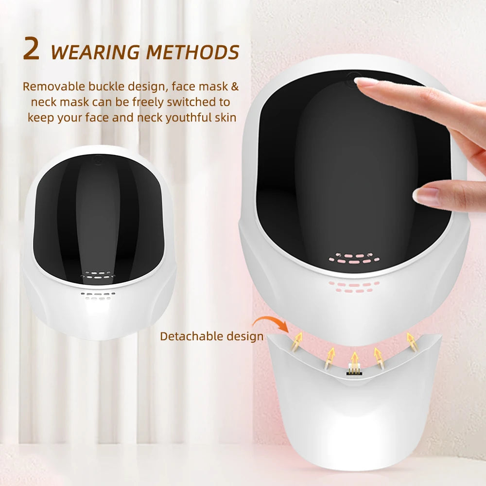Wireless Face With Neck 7 Colors LED Photon Beauty Mask Red Light Facial Rejuvenation LED Mask Skin Tighten Skin Care Tool