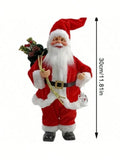 12-Inch Classic Santa Claus Statue – Premium Golden & Silver White Christmas Decor for Home, Kitchen, Office & Hotel | Festive Holiday Ornament