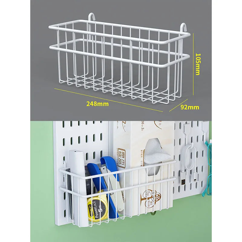 Neat Plastic Pegboard Desk Organizer with Multiple Accessories for Home Office, Craft Room and Garage Display White Basket-M