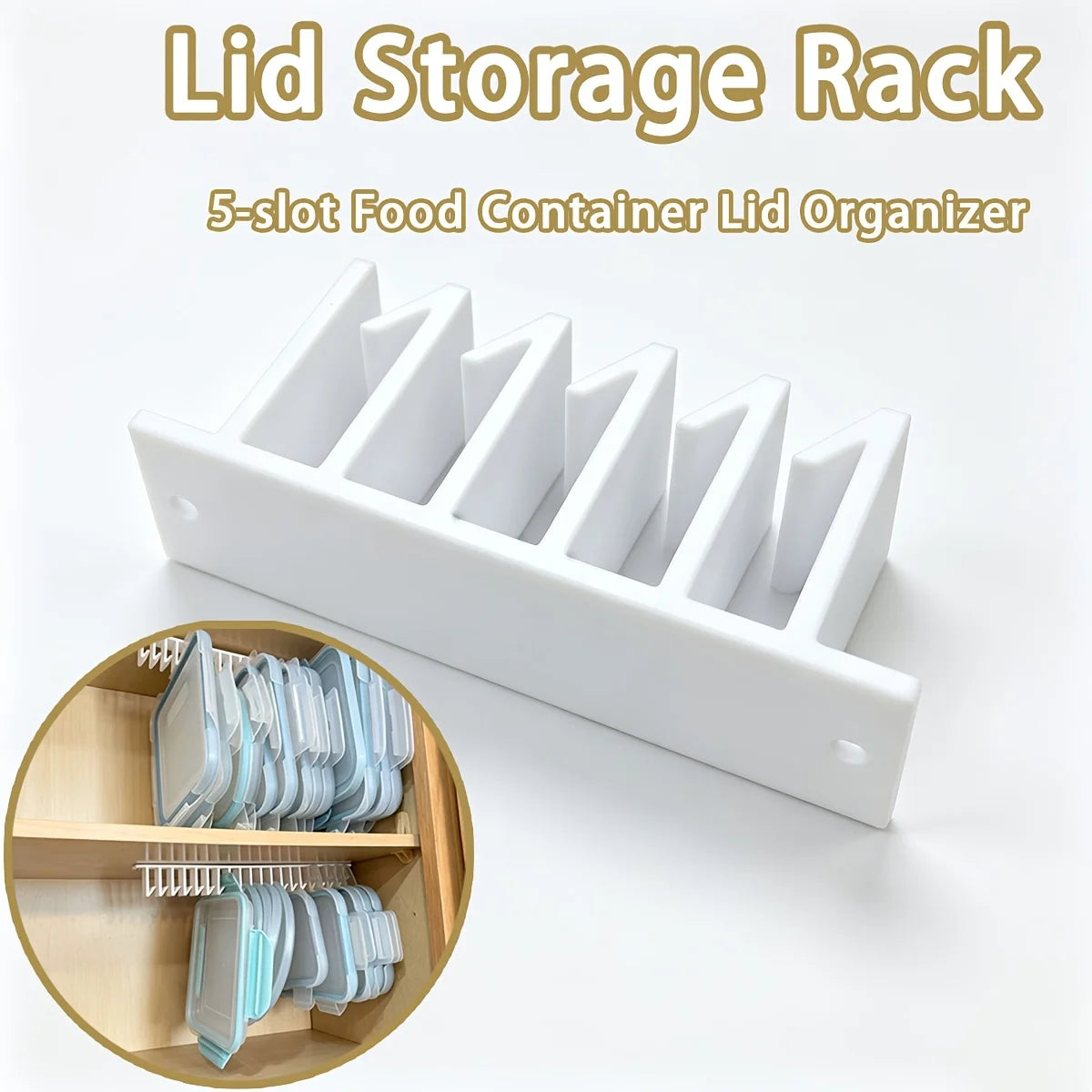 Under-Shelf Lid Organiser for Kitchen Food Containers