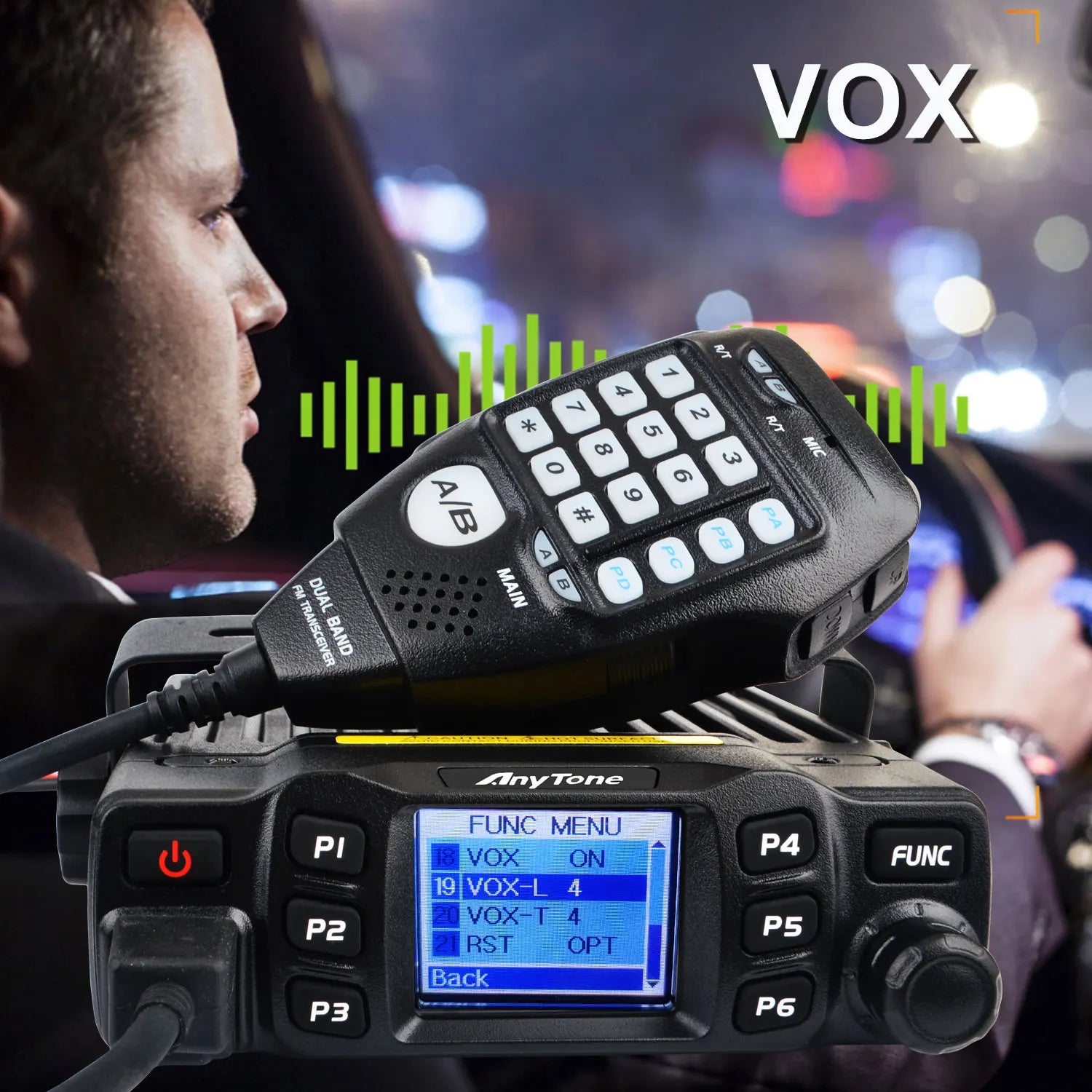 AnyTone Walkie Talkie GMRS AT-778UV AT-778UVII 136-174 & 400-490MHz 25W Dual Band VOX Analog Mobile Radio Color Display