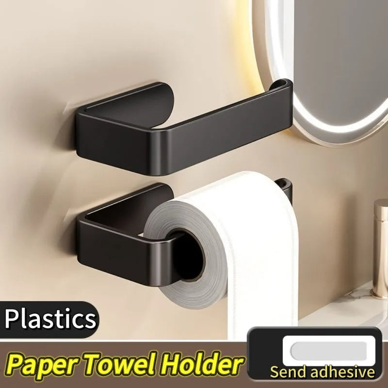Self Adhesive Toilet Roll Holder in Black or White