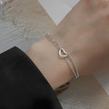 VENTFILLE 925 Sterling Silver Double Love Heart Hollow Round Beads Bracelet Female Fashion Romantic Jewelry Classic Adjustable 9100