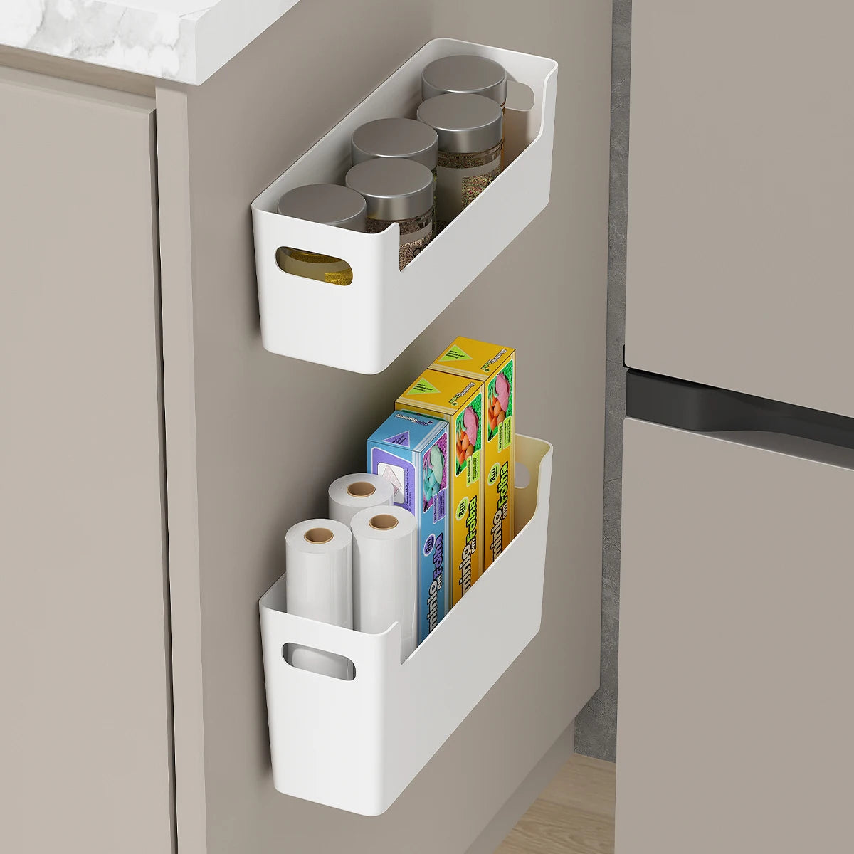 Self Adhesive Cabinet Door Storage Shelf for Kitchen Essentials