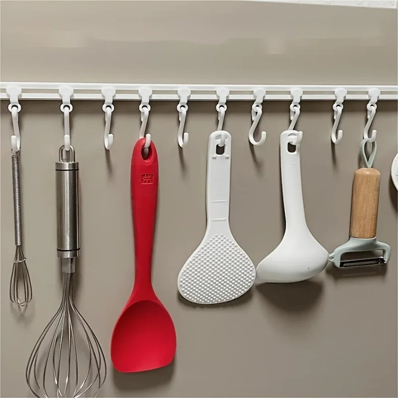 Kitchen Utensil Rail with Sliding Hooks for Cupboard Storage 1pc