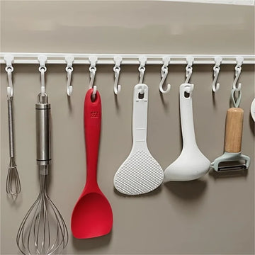 Kitchen Utensil Rail with Sliding Hooks for Cupboard Storage 1pc