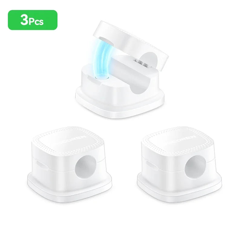 Self Adhesive Magnetic Desk Cable Clips for Charging Leads White 3PCS
