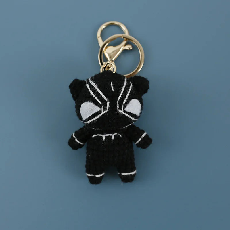 Crochet Knitted Super Hero Spider-Man Superman Captain America Keychains Small Pendant Hangings Christmas Birthday Gifts 10-7cm