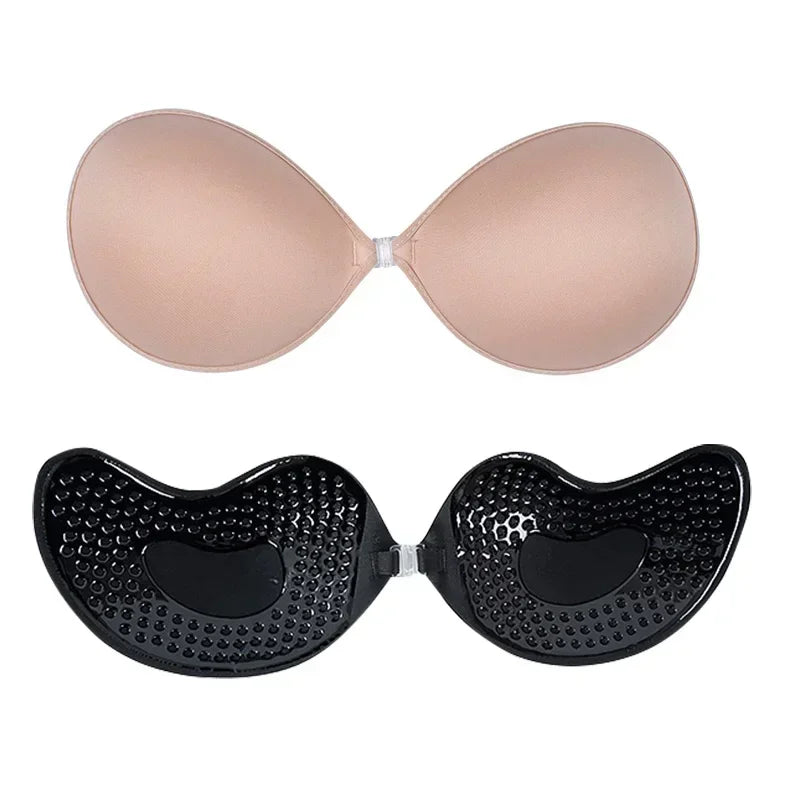 1/2Pcs Sexy Women Invisible Push Up Bra Self-Adhesive Silicone Bust Front Closure Sticky Bra Black Skin Backless Strapless Bra Group 9