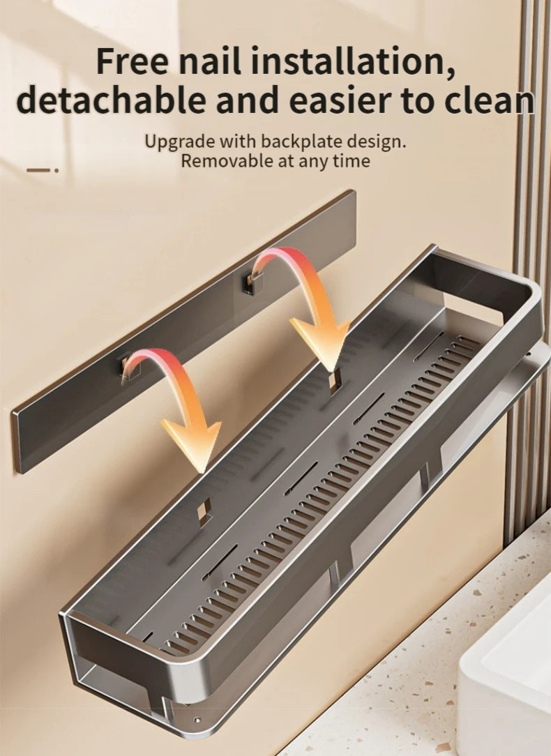 Aluminum Kitchen Rack Kitchen Shelf Toilet Storage No Drill Hanging Rack Bathroom Organizer Hang on the Wall Kitchen