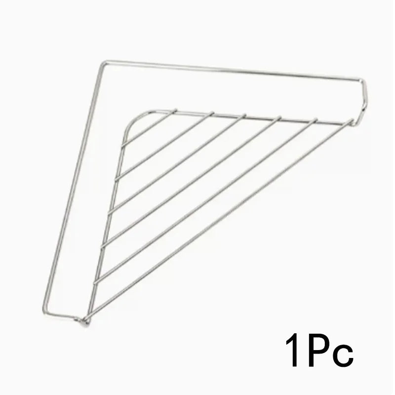 1pcs Stainless Steel Sink Caddy Triangle Corner Storage Rack Sponge Dish Cloth Holder Drainer No Drill RV Kitchen Accessories 1Pc