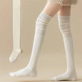 1/3/5 Pairs Knee High Socks Thin Long Stacked Socks Women's High Solid Colour Patchwork Socks High Elasticity Stockings WHITE