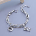 VENTFILLE 925 Sterling Silver Double Love Heart Hollow Round Beads Bracelet Female Fashion Romantic Jewelry Classic Adjustable FFMM0065