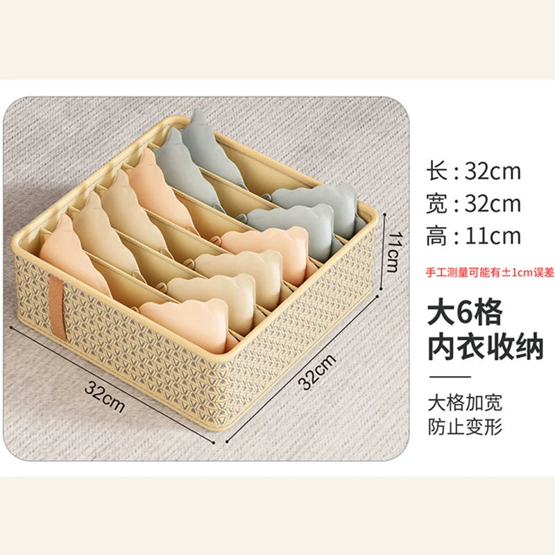 Divided Fabric Drawer Organiser for Underwear Bras and Socks 6ge