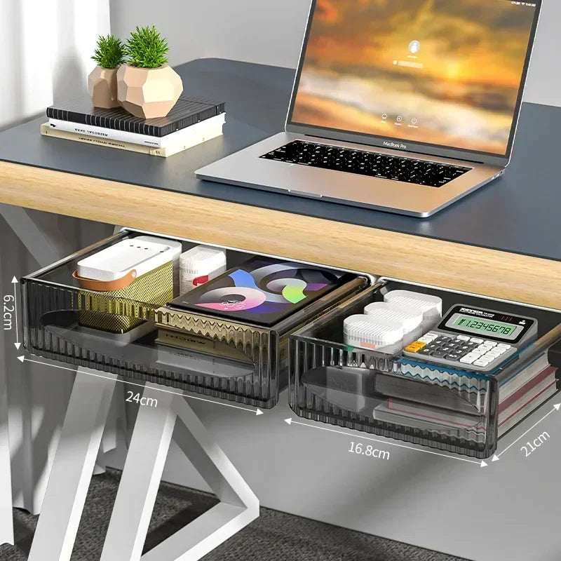Plastic Under Desk Pull Out Drawer for Office Stationery Black-Large1