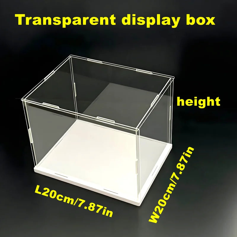 Acrylic Display Box with White Base for Models and Figures L W 20x20cm