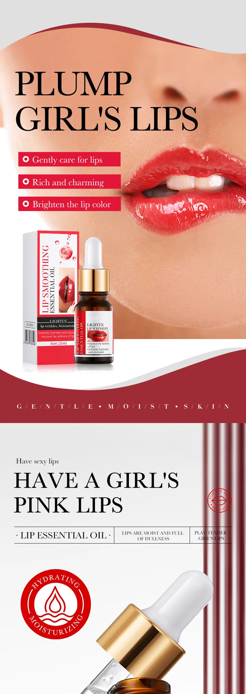 Lip Booster Plumping Serum Oil Hyaluronic Acid Moisturising Sexy Plumping Enhancer Stimulant Free Brightening Lightening Lines