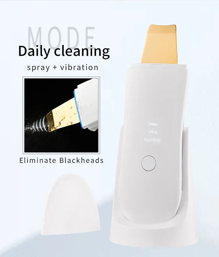 Ultrasonic Face Scrubber Facial Peeling Skin Scrubber Deep Facial Cleaning Spatula Acne Pore Ultrasonic Scrubber Facial Cleanser