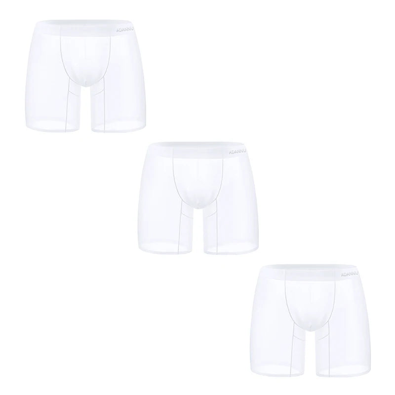 1/2/3 PCS Men's Ice Silk Boxers Transparent 0.01 Ultra-thin Fabric See Through Seamless Underwear antibacterial Boxer Shorts 3AD781-White