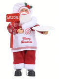 12-Inch Classic Santa Claus Statue – Premium Golden & Silver White Christmas Decor for Home, Kitchen, Office & Hotel | Festive Holiday Ornament Standing Chef