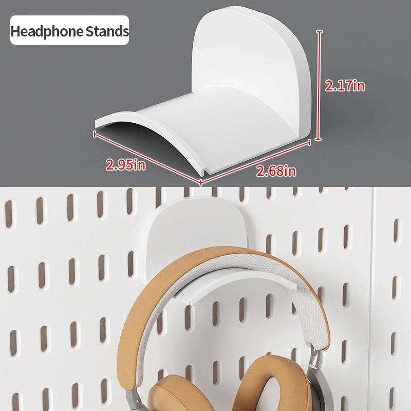 No-Drill Clamp-On Standing Pegboard Storage Organizer, Desktop Rack with DIY Accessories, Office Desk Stationery Holder White Arc Hooks
