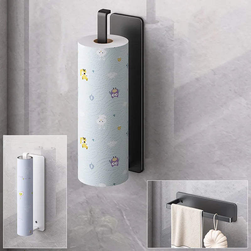 Kitchen Paper Towel Holder Wall Mount Bathroom Toilet Lengthen Storage Rack Towel Rack Self-Adhesive Kitchen Paper Roll Rack