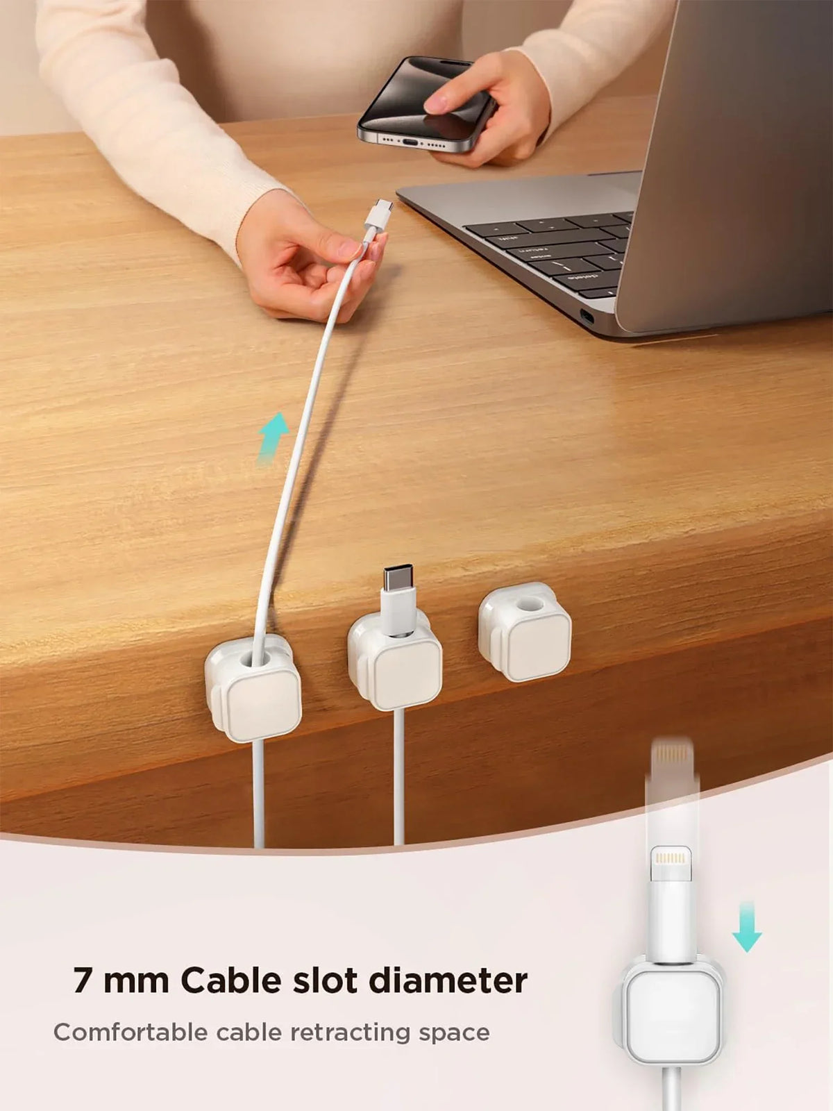 Adhesive ABS Desk Cable Clips for Charging Lead Storage