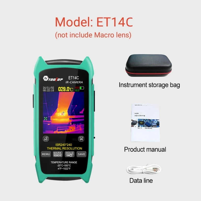 TOOLTOP ET14C 2.8inch Thermal Imager 25Hz Home Thermal imaging Camera ISR240x240 Thermography with Stand Electrical Fault Detect ET14C