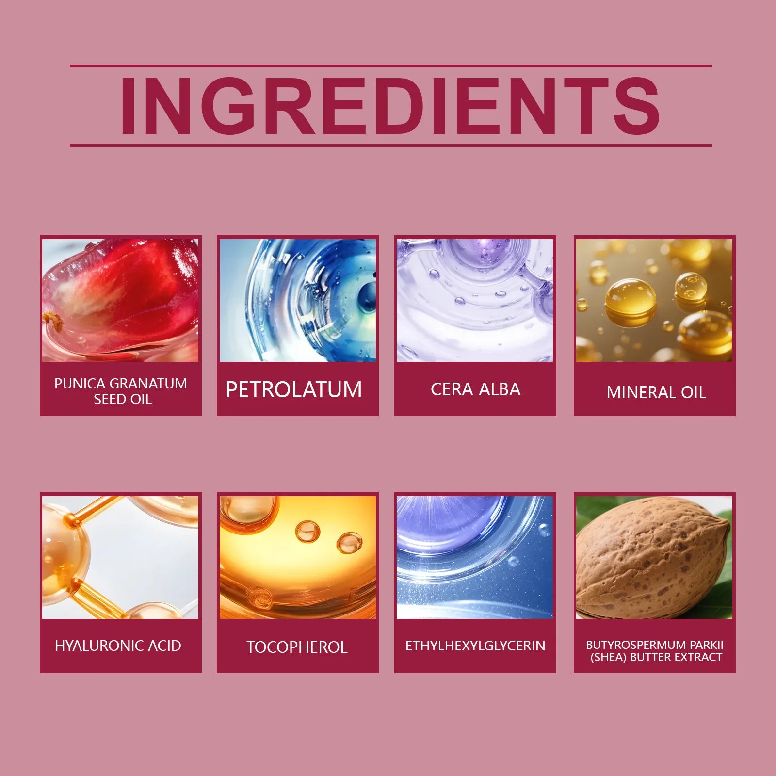 Pomegranate Lip Balm for Dry Lips Hyaluronic Acid Shea Butter Overnight Moisturizer Natural Fragrance Long Lasting Gift Women