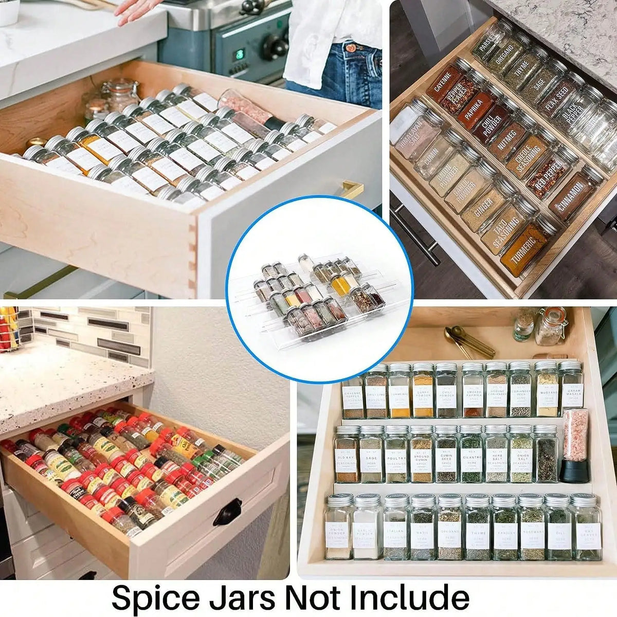 Expandable ABS Spice Drawer Organiser for Kitchen Jars