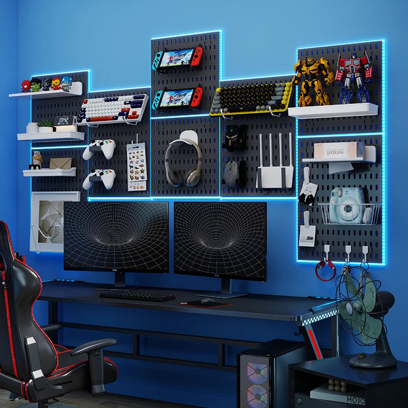 Wall Mounted Desk Pegboard Storage for Gaming Accessories
