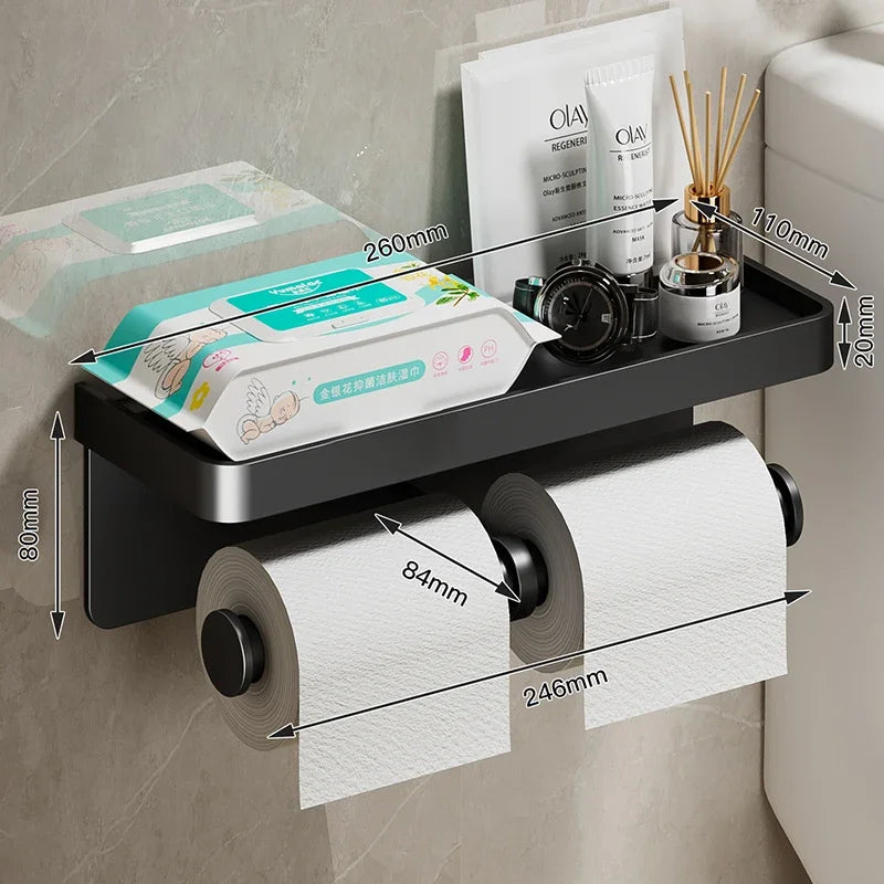 Aluminium Wall Mounted Toilet Roll Holder and Shelf Options YELLOW