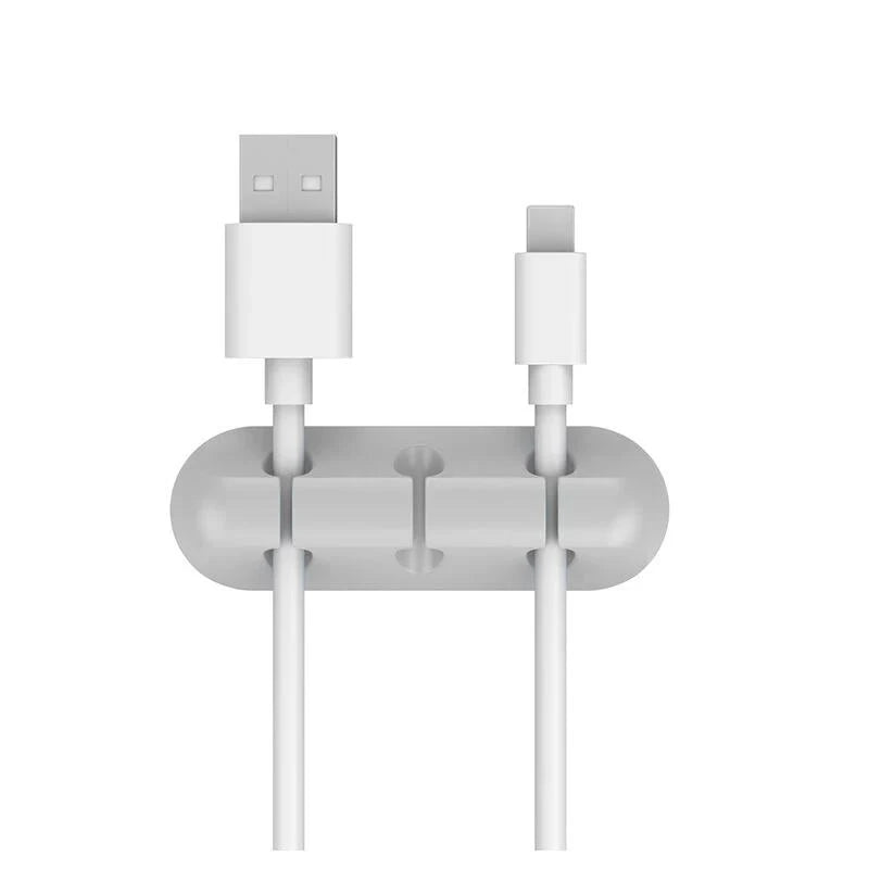 Self Adhesive Silicone Cable Holder for Desk Charging Leads gray 3 Channel