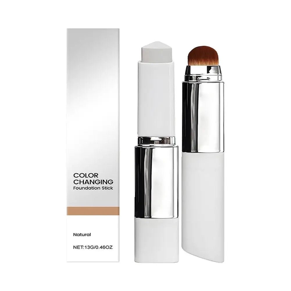 2-in-1 Color-Changing Foundation Stick Liquid Lightweight Moisturizing Brightening Foundation Color Changing For All Skin Types Natural