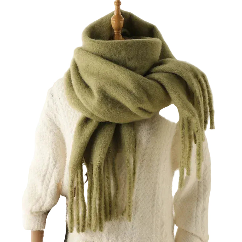 Women Winter Cashmere Scarf Thick Warm Pashmina Shawl Wrap Army Green