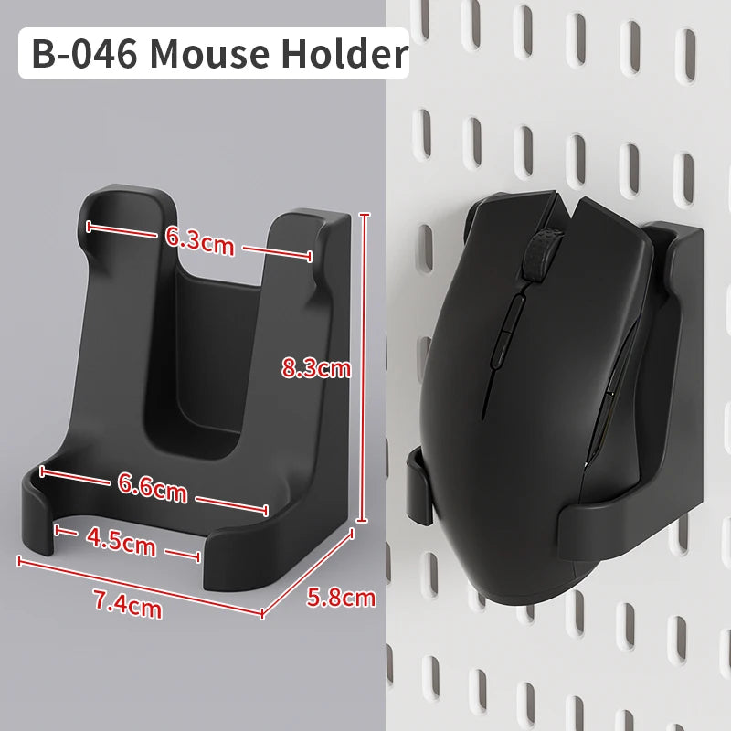 Wall-mounted Pegboard, Drill-free Storage Organizer For Home & Office Electronics, Suitable For Keyboard, Mouse Arrangement Black Mouse Holder