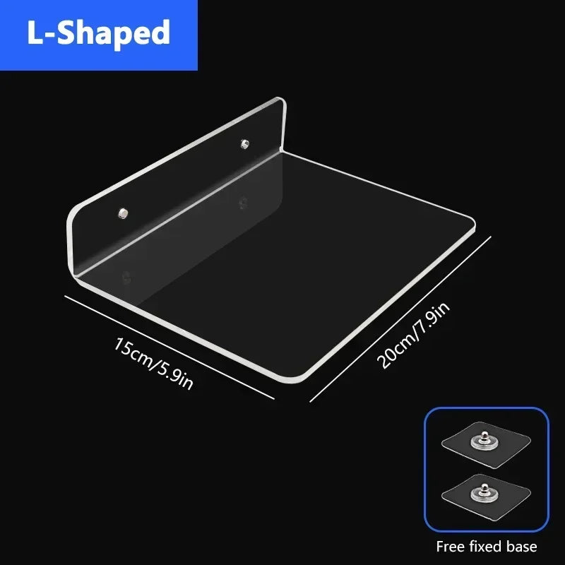 Clear Floating Wall Shelf No Drill, Waterproof, 20cm to 50cm Sizes
