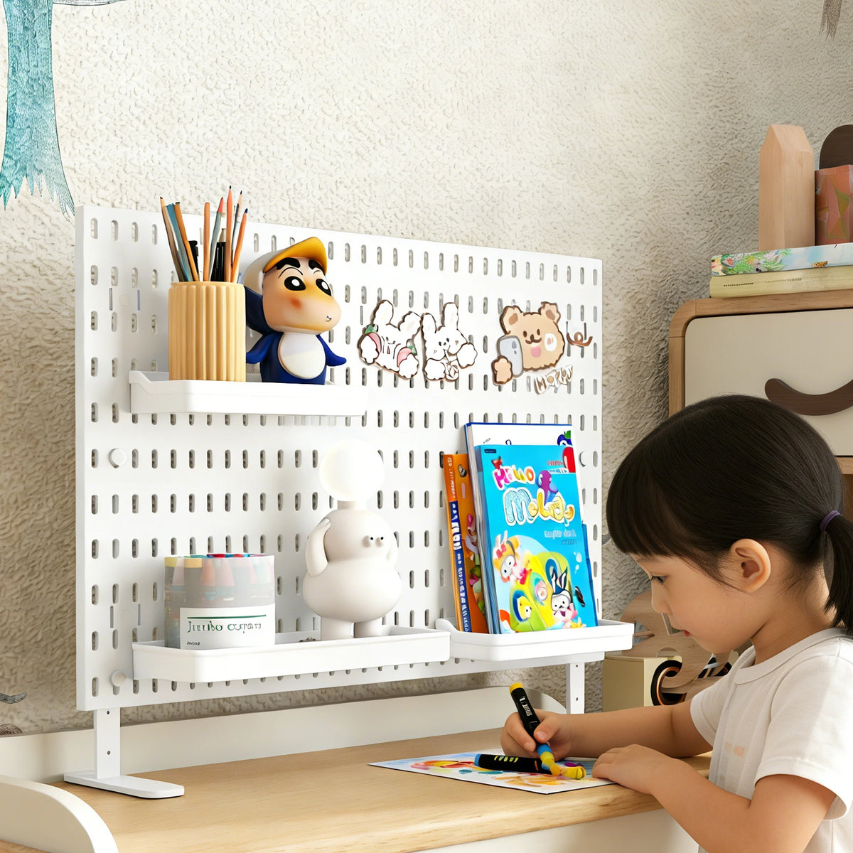 Desk Storage Pegboard – 2 Mounting Options (Stand or Clamp-On), Ideal for Organizing Stationery & Daily Items