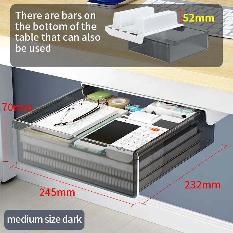 Self Adhesive Plastic Under Desk Drawer for Stationery Storage