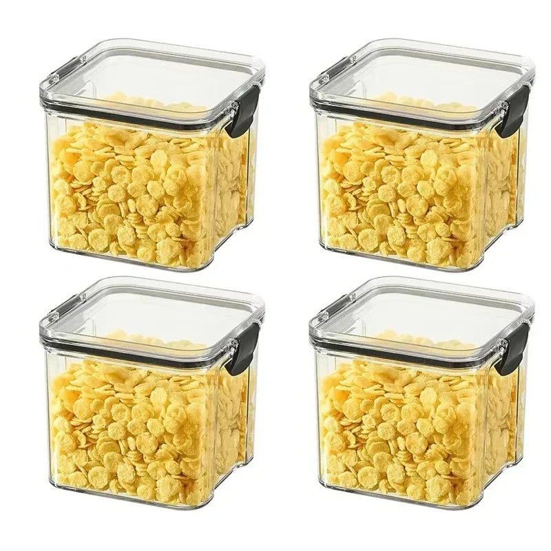 1-4PCS Sealed Jars Kitchen Organizer Grain Storage Boxes Large Capacity Sealed Container Seasoning Jars Set Fresh-keeping Tank 4PCS