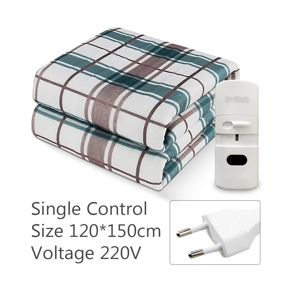 Electric Blanket 220V Thicken Thermostat Electric Blankets 70x150/120x150/150x180cm Electric Heating Blanket Winter Body Warmer Green 120X150CM