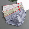 1/3PCS Men Briefs Mid Waist Elastic Soft Breathable Anti-septic U Convex Striped Solid Color Casual Men Underpants underwear men 3PC3220-6