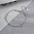 VENTFILLE 925 Sterling Silver Double Love Heart Hollow Round Beads Bracelet Female Fashion Romantic Jewelry Classic Adjustable 6848