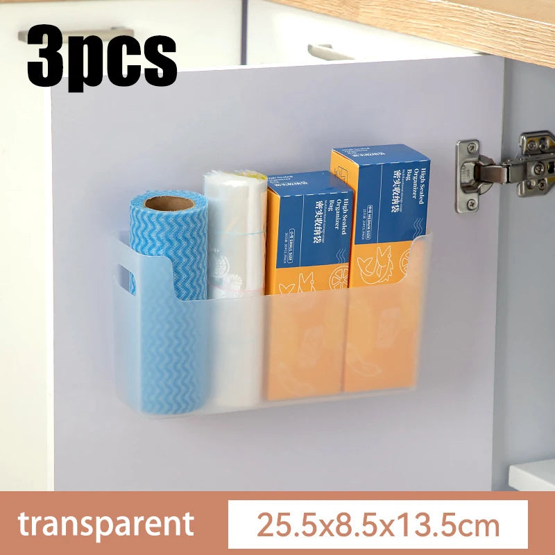 Adhesive Cabinet Door Storage Box for Kitchen Wraps B Large 3pcs