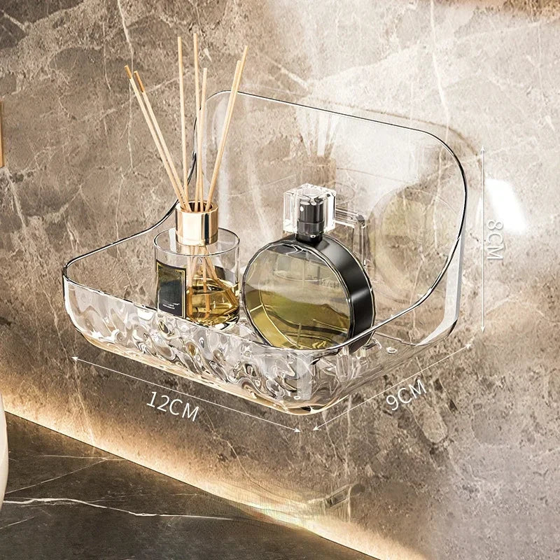 Clear Acrylic No Drill Bathroom Shelf for Skincare Storage Small