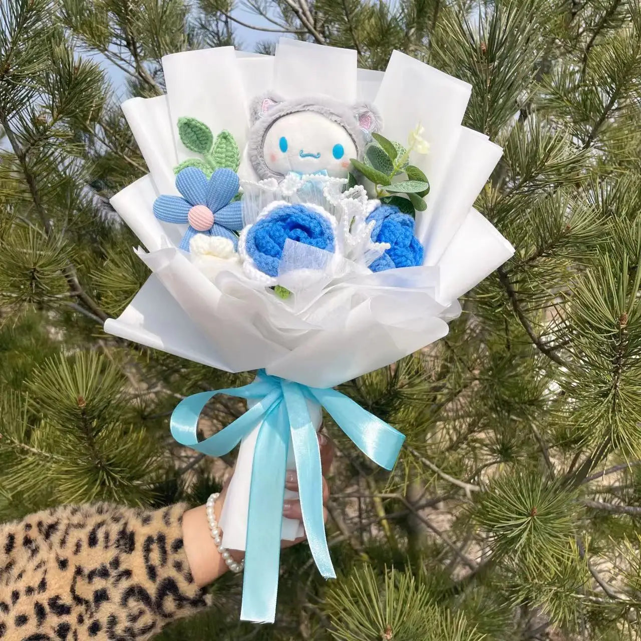 Sanrio Plush Bouquet Doll – Kuromi, My Melody, Cinnamoroll Handmade Gift Toy for Valentine, Birthday & Graduation 12-35cm