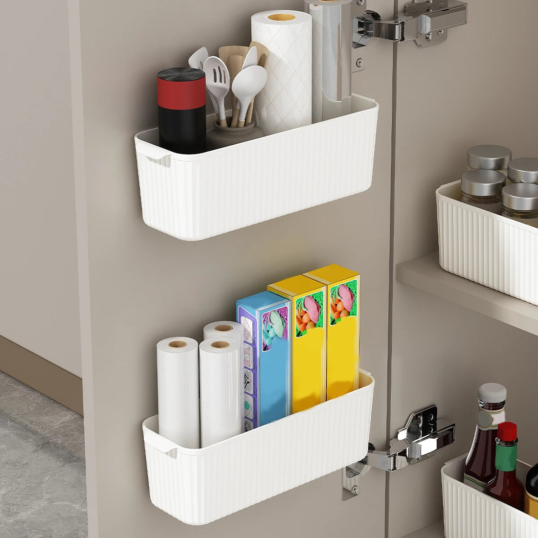Self-Adhesive Cabinet Door Organiser for Kitchen Wraps
