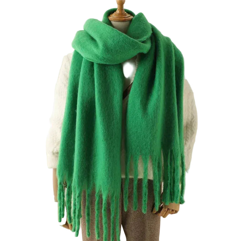 Women Winter Cashmere Scarf Thick Warm Pashmina Shawl Wrap Green
