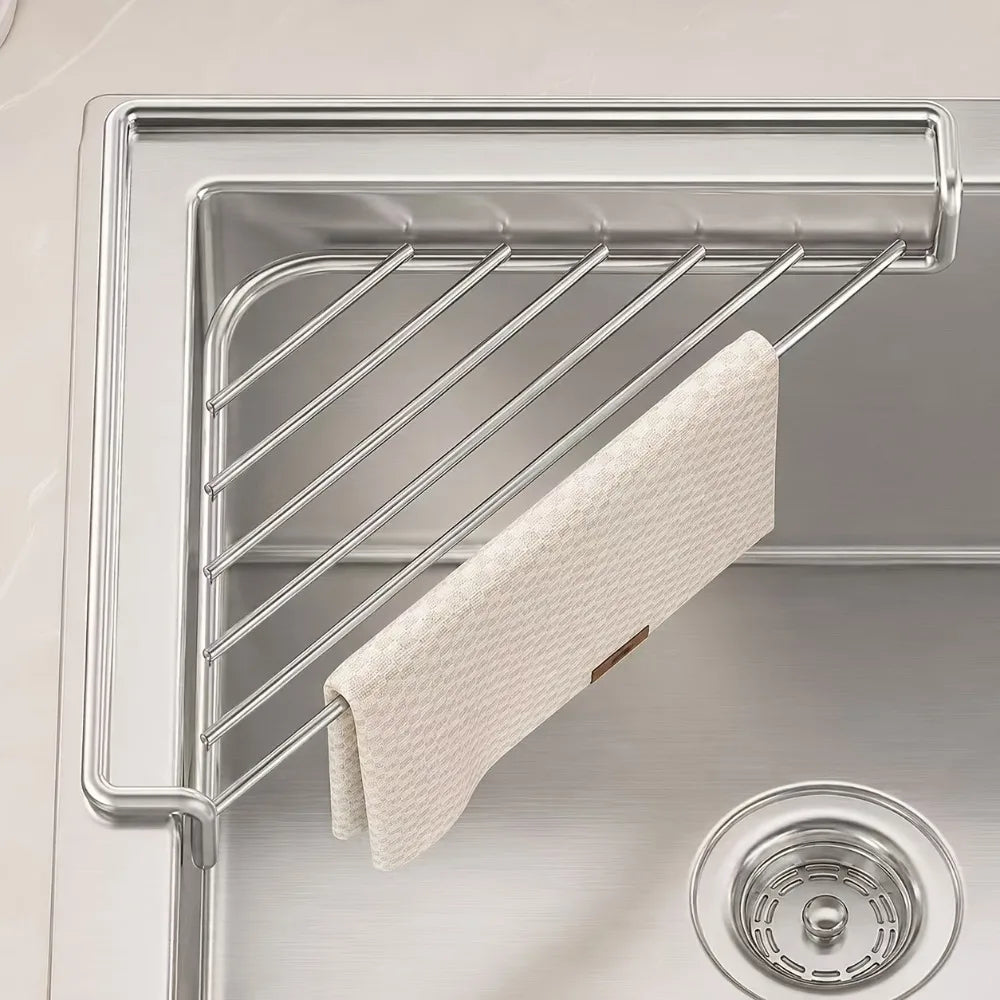 Stainless Steel Corner Sink Rack for Sponges and Cloths