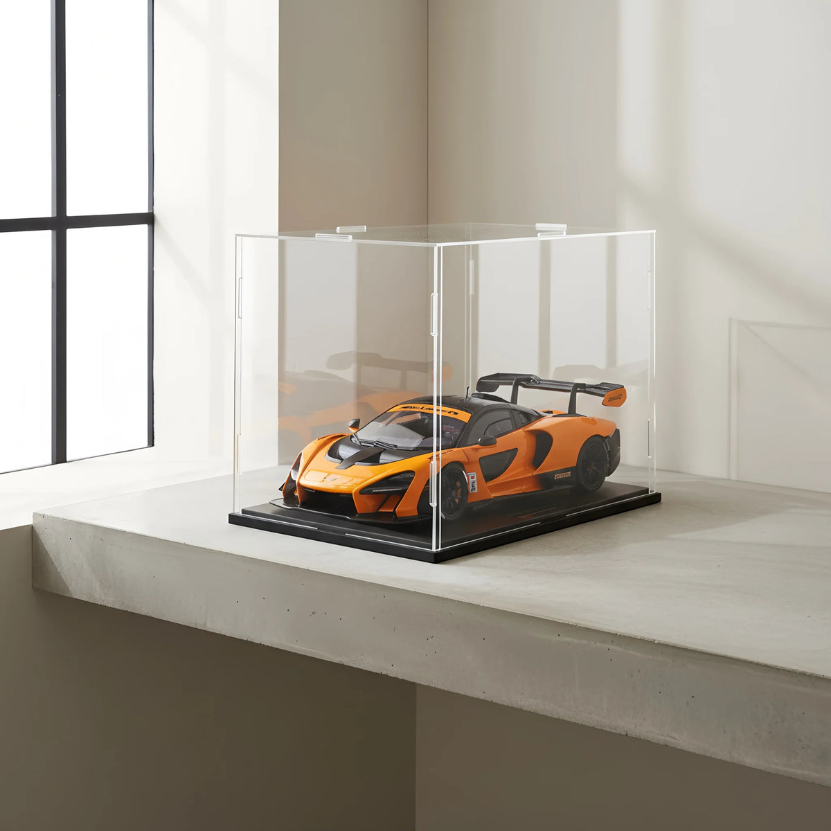 Acrylic Display Box with Black Base for Models and Collectibles